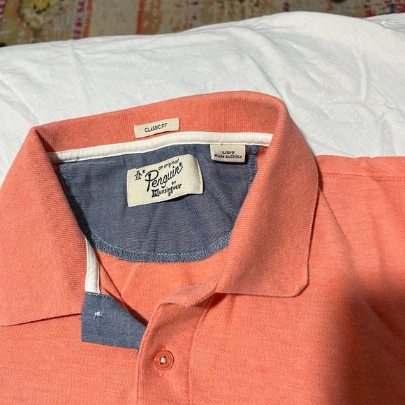 Mens Golf Shirt Penguin by Munsingware Salmon Vintage Size L - Picture 3 of 6